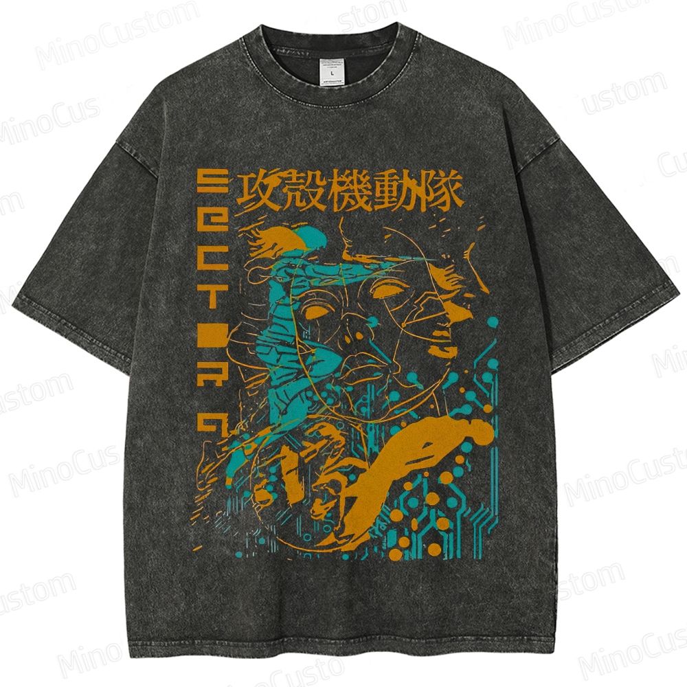 Ghost in the Shell Japanese Title & Graphic Washed T - Shirt