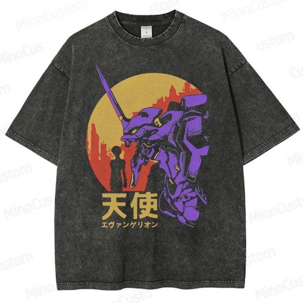 Neon Genesis Evangelion Graphic Washed T - Shirt