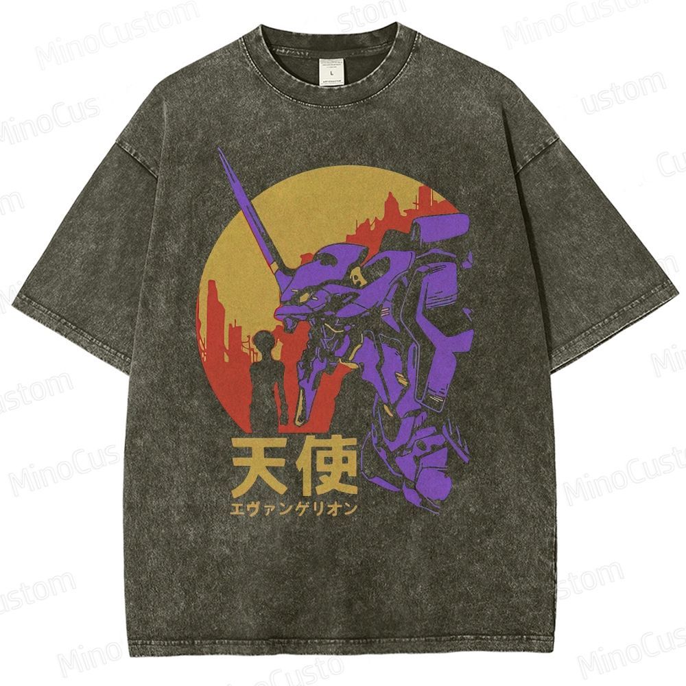 Neon Genesis Evangelion Graphic Washed T - Shirt