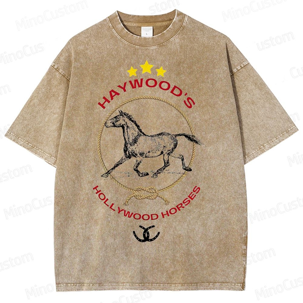 Nope Haywood's Hollywood Horses Graphic Washed T - Shirt