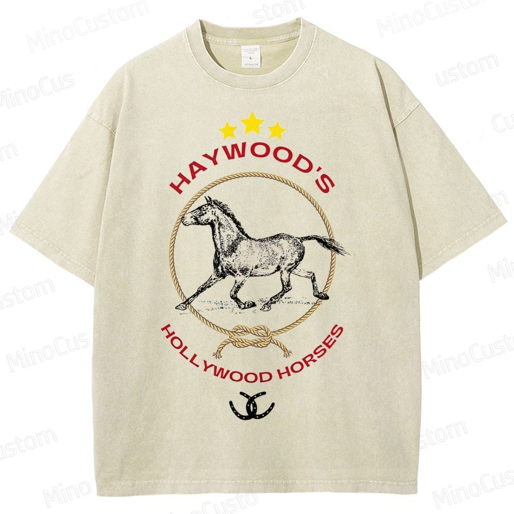 Nope Haywood's Hollywood Horses Graphic Washed T - Shirt
