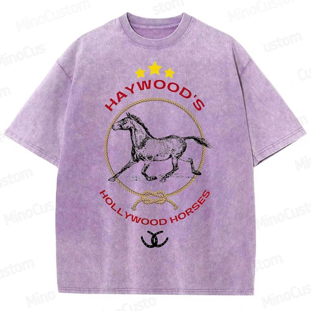 Nope Haywood's Hollywood Horses Graphic Washed T - Shirt