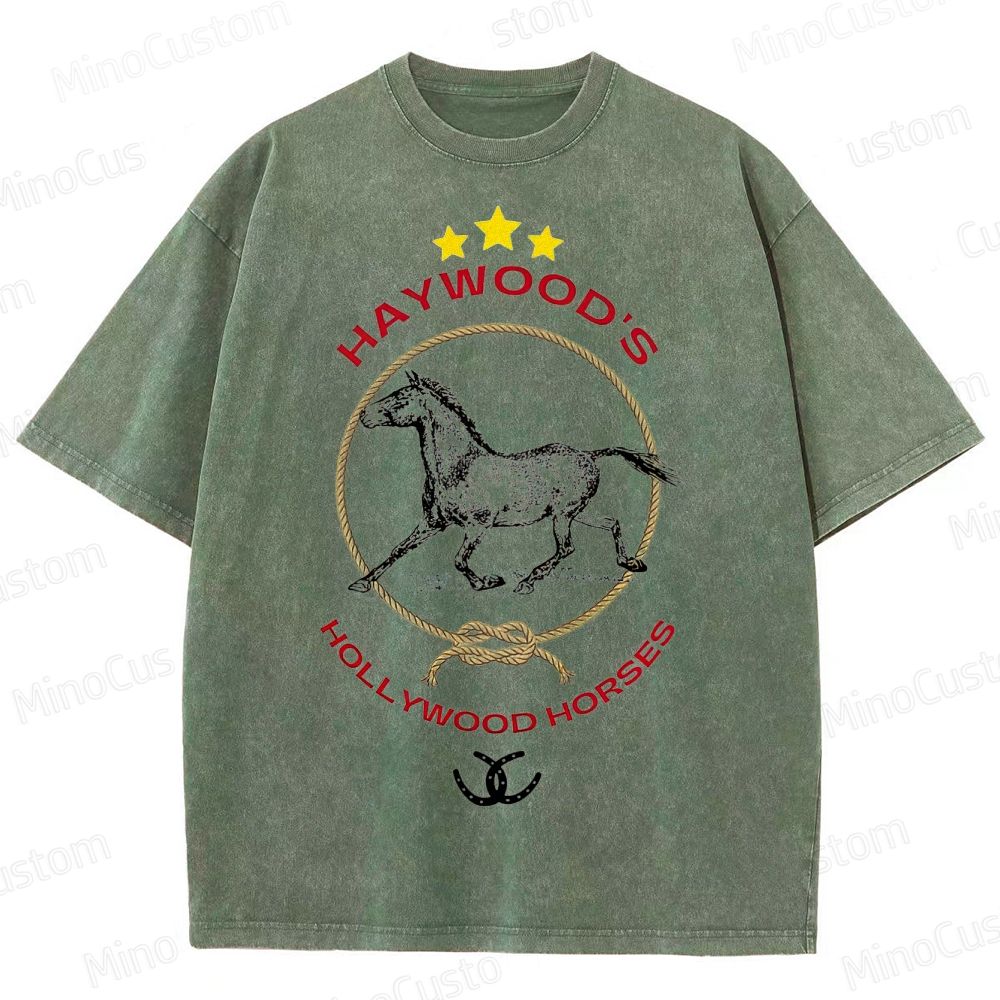 Nope Haywood's Hollywood Horses Graphic Washed T - Shirt