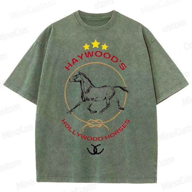 Nope Haywood's Hollywood Horses Graphic Washed T - Shirt