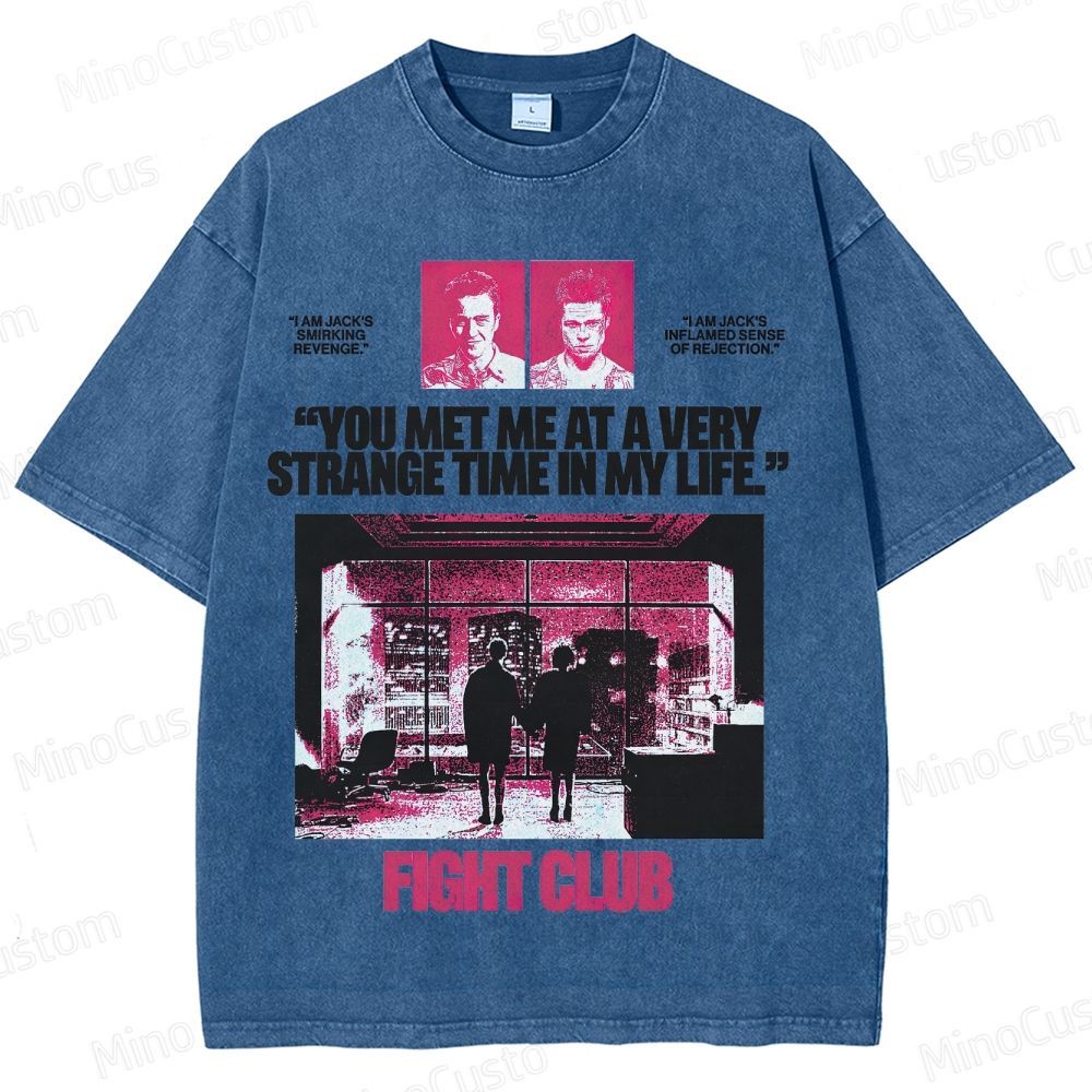 Fight Club Iconic Quote & Graphic Washed T - Shirt