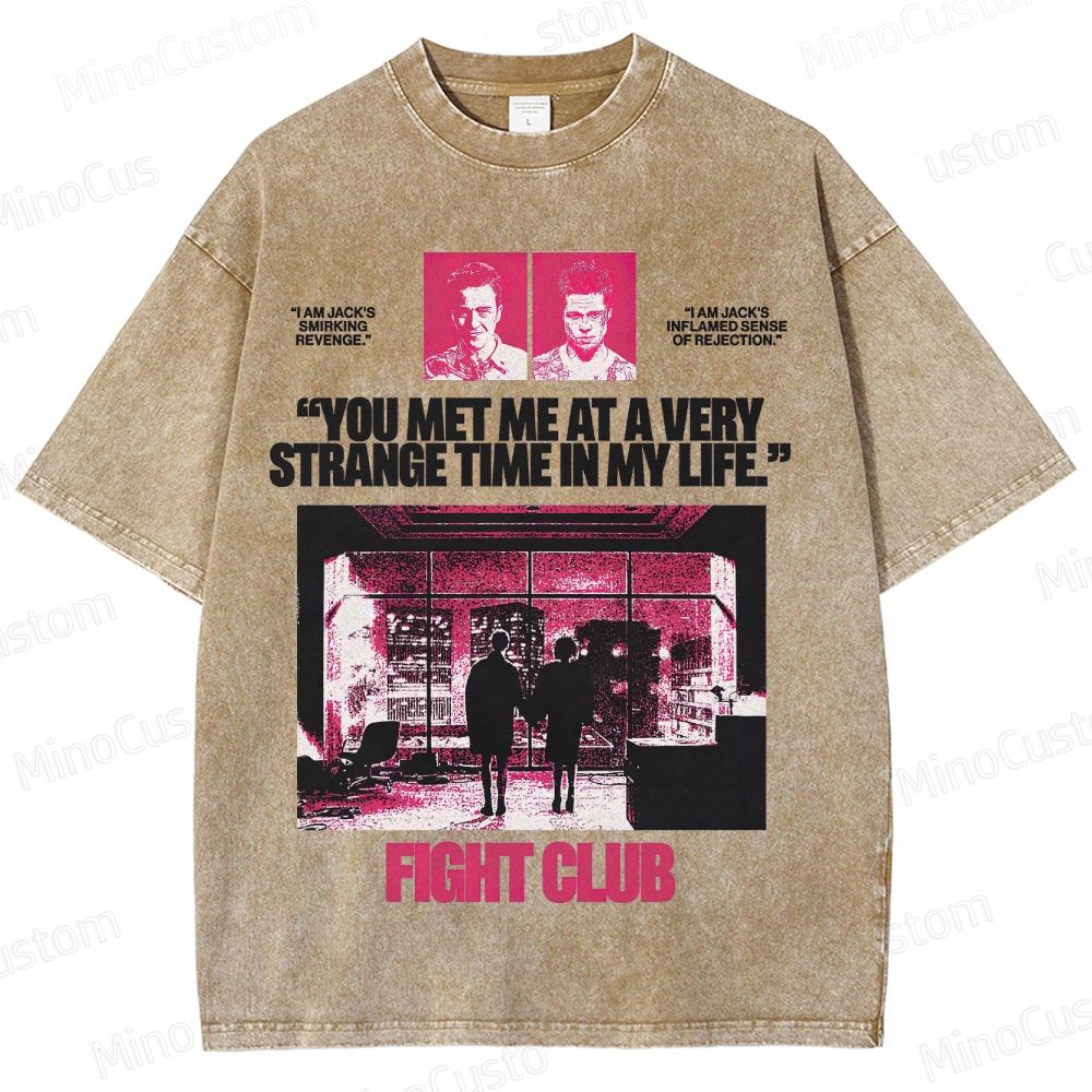 Fight Club Iconic Quote & Graphic Washed T - Shirt