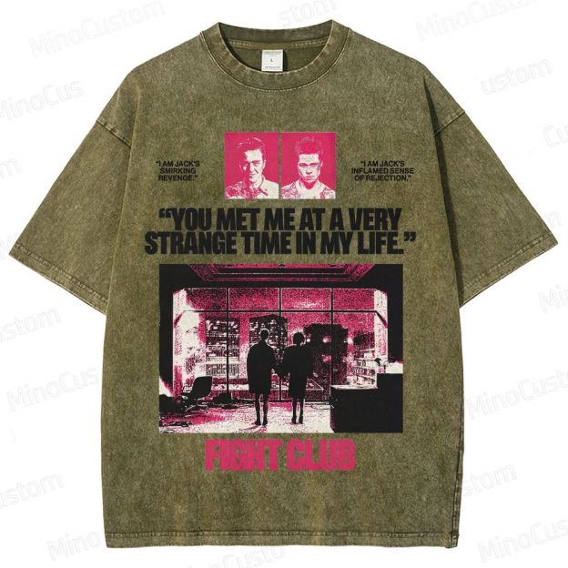 Fight Club Iconic Quote & Graphic Washed T - Shirt