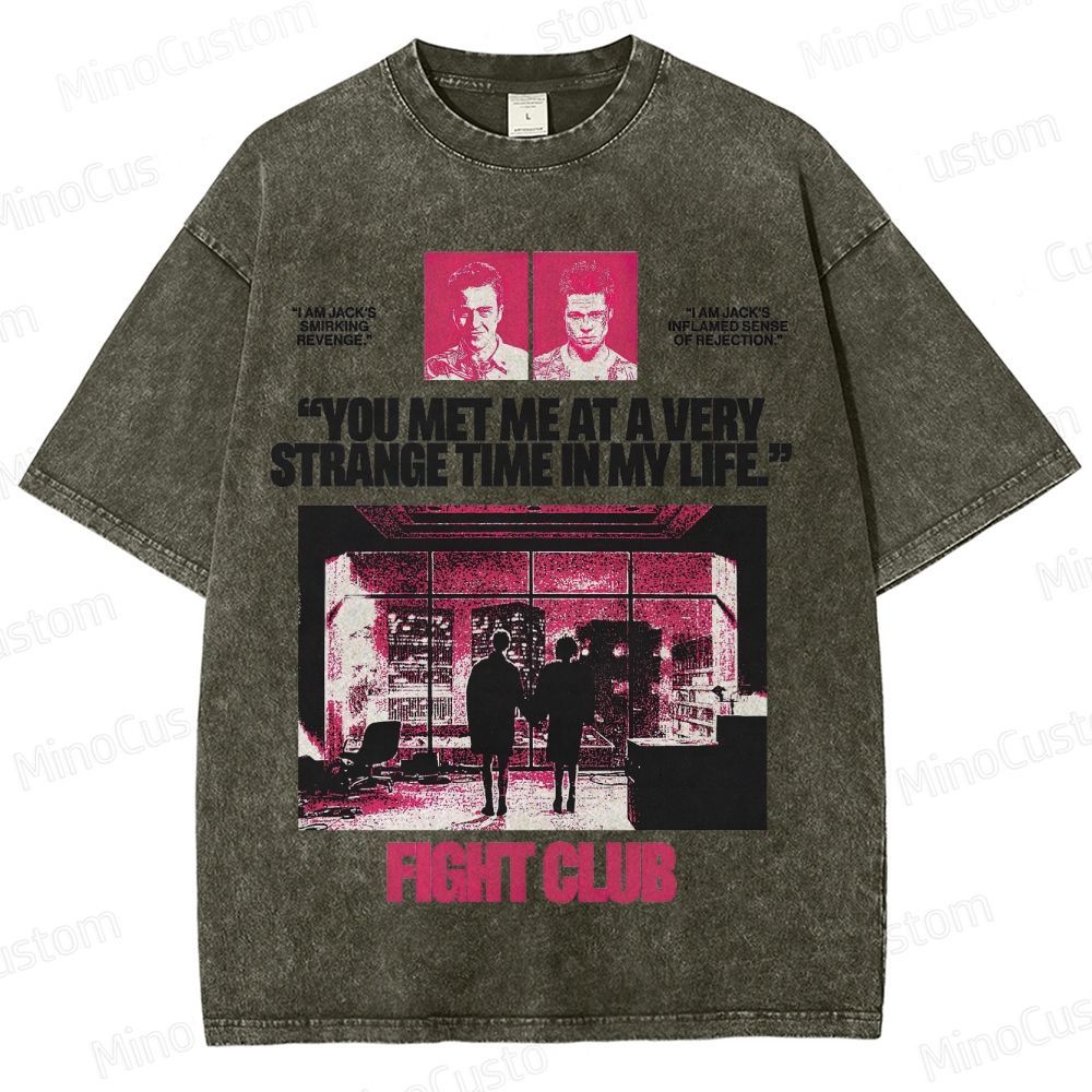 Fight Club Iconic Quote & Graphic Washed T - Shirt