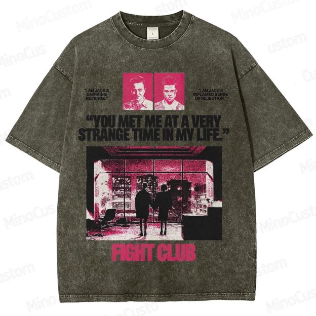 Fight Club Iconic Quote & Graphic Washed T - Shirt