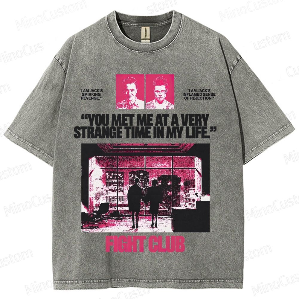 Fight Club Iconic Quote & Graphic Washed T - Shirt
