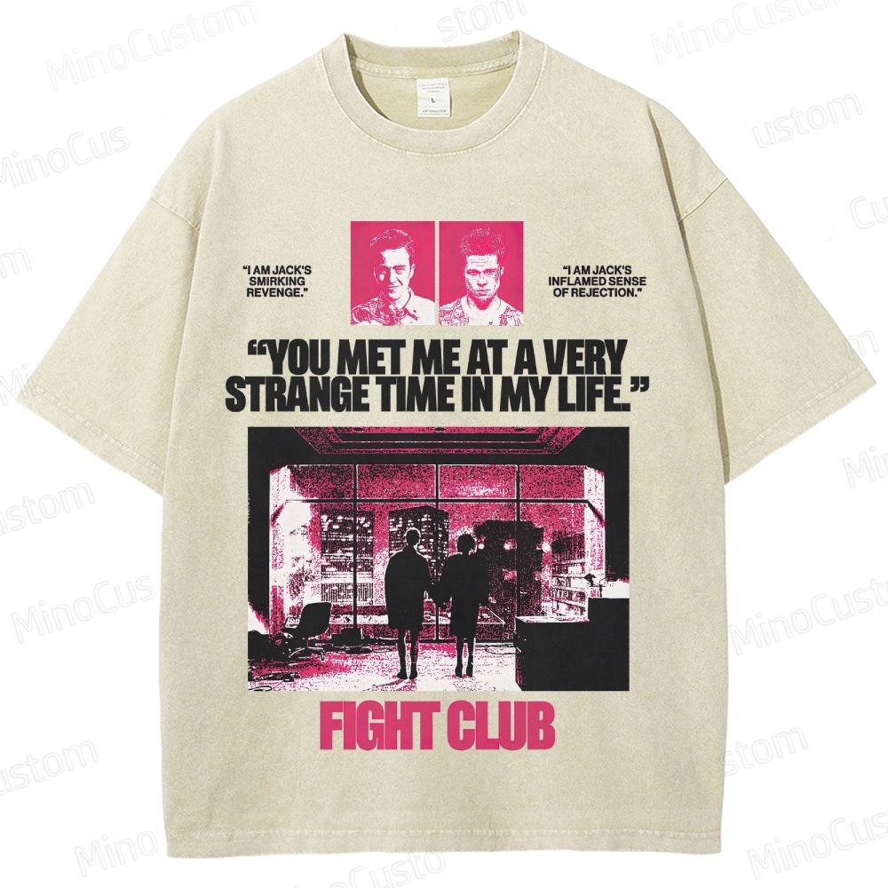 Fight Club Iconic Quote & Graphic Washed T - Shirt