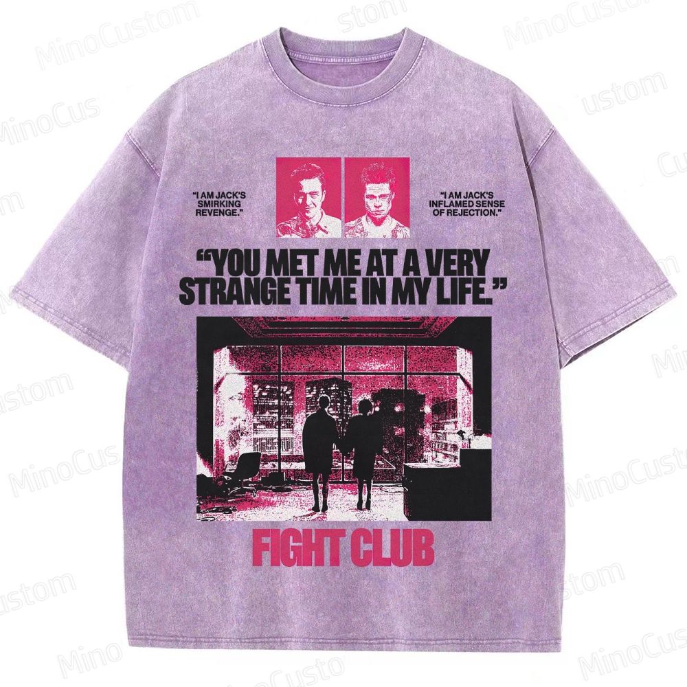 Fight Club Iconic Quote & Graphic Washed T - Shirt