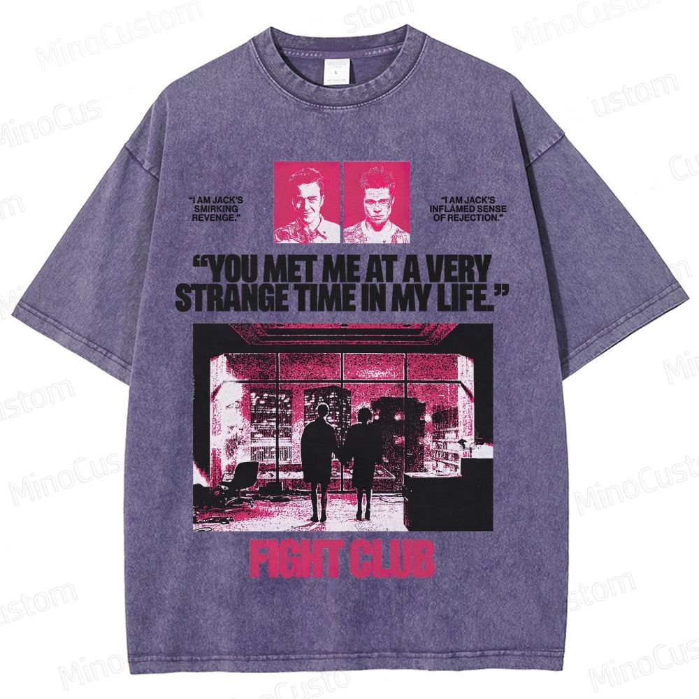 Fight Club Iconic Quote & Graphic Washed T - Shirt