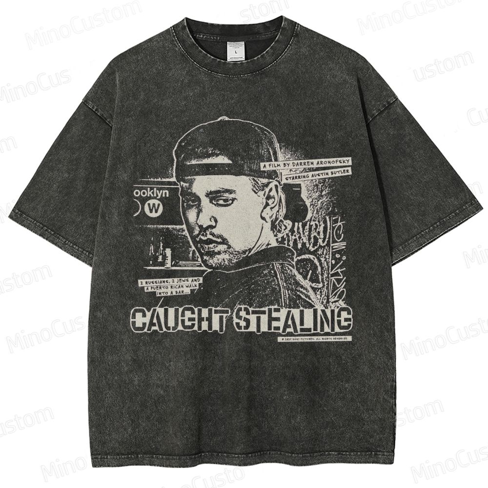 Caught Stealing Movie Graphic Washed T - Shirt