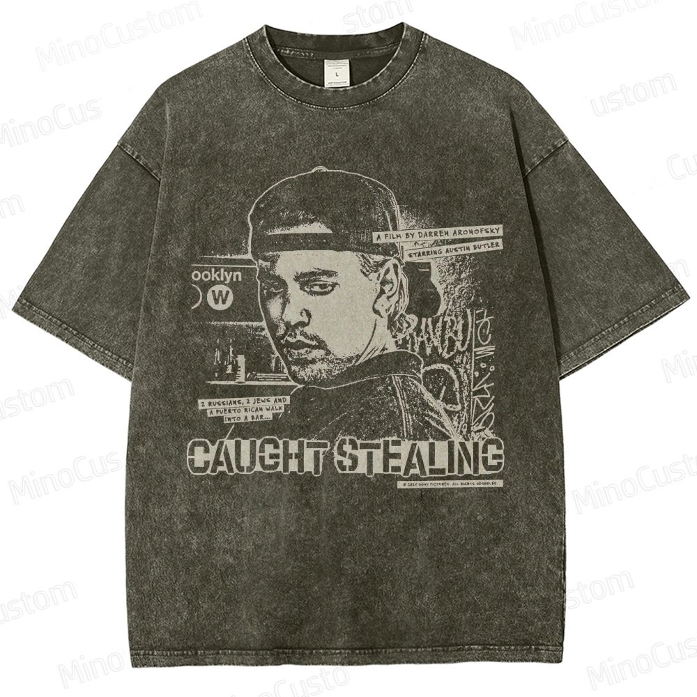 Caught Stealing Movie Graphic Washed T - Shirt