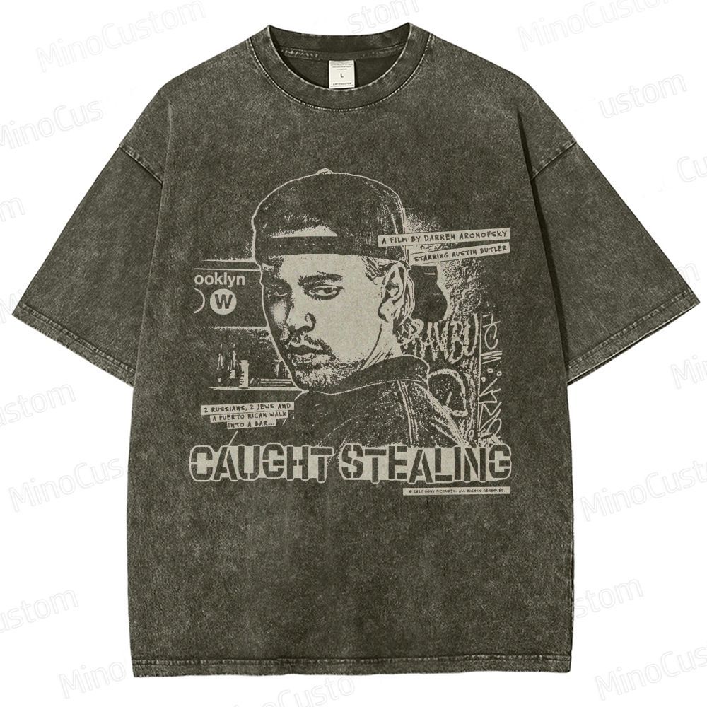 Caught Stealing Movie Graphic Washed T - Shirt