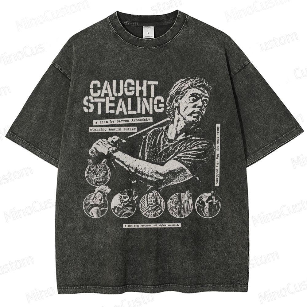 Caught Stealing Movie Graphic Washed T - Shirt