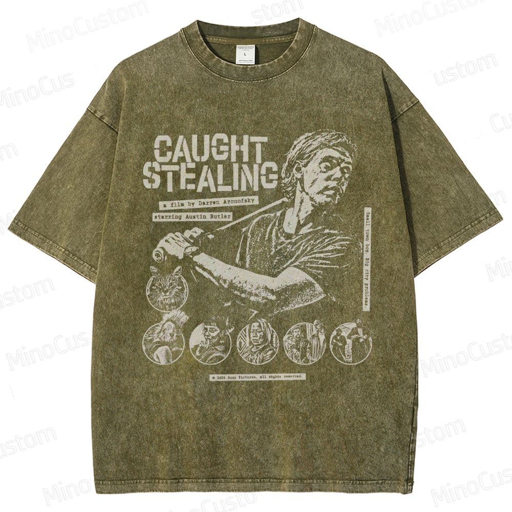 Caught Stealing Movie Graphic Washed T - Shirt