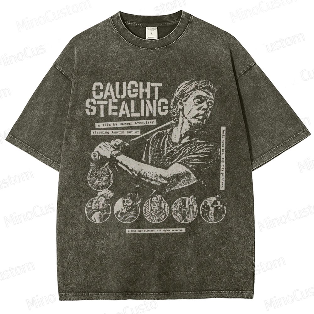 Caught Stealing Movie Graphic Washed T - Shirt