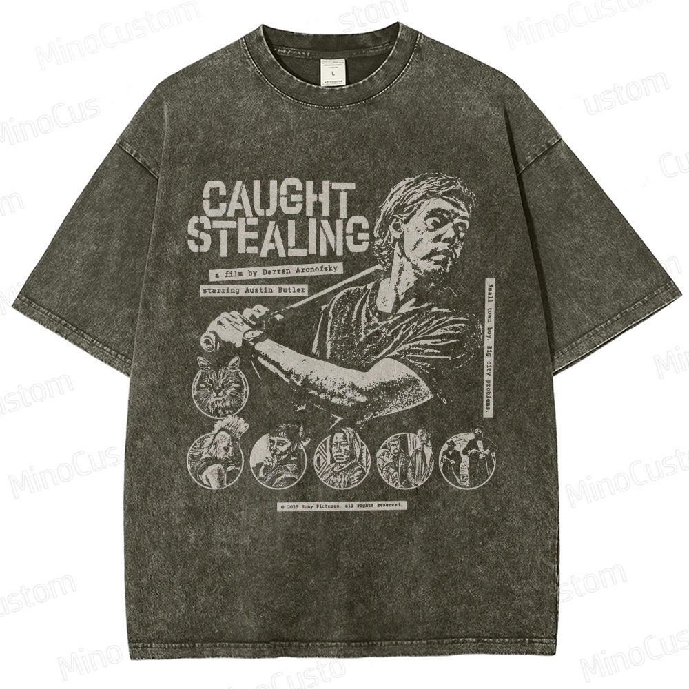 Caught Stealing Movie Graphic Washed T - Shirt