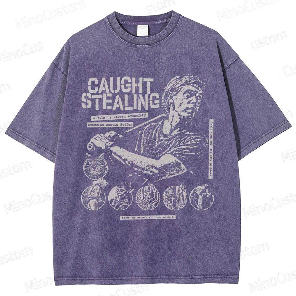 Caught Stealing Movie Graphic Washed T - Shirt