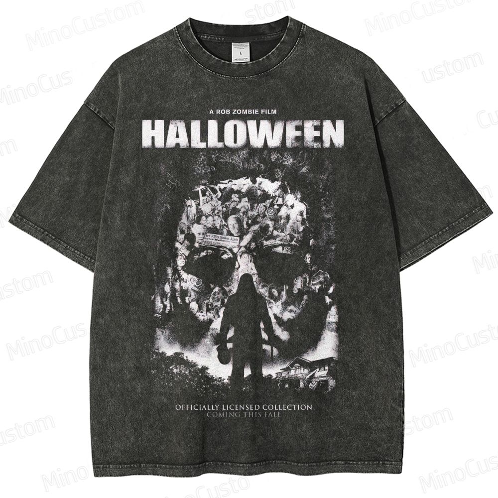 Halloween Movie Graphic Washed T - Shirt