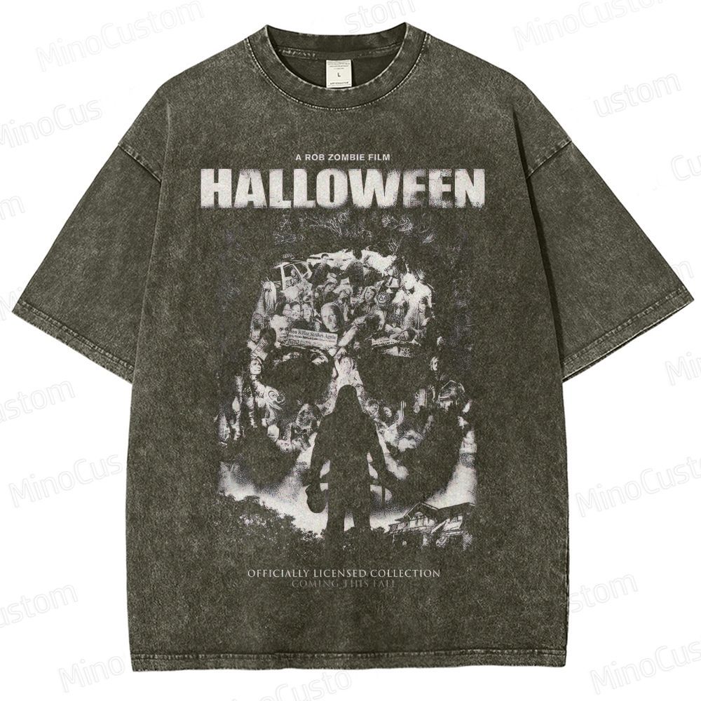 Halloween Movie Graphic Washed T - Shirt