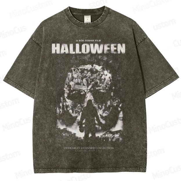 Halloween Movie Graphic Washed T - Shirt
