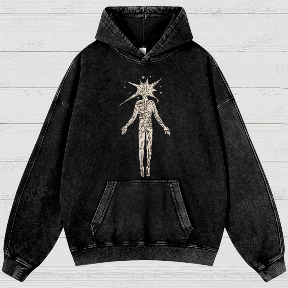 Surreal Skeleton Graphic Washed Hoodie