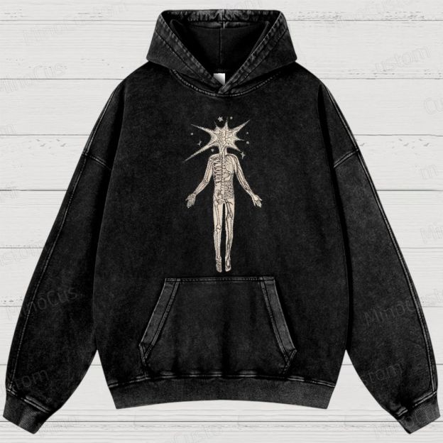 Surreal Skeleton Graphic Washed Hoodie