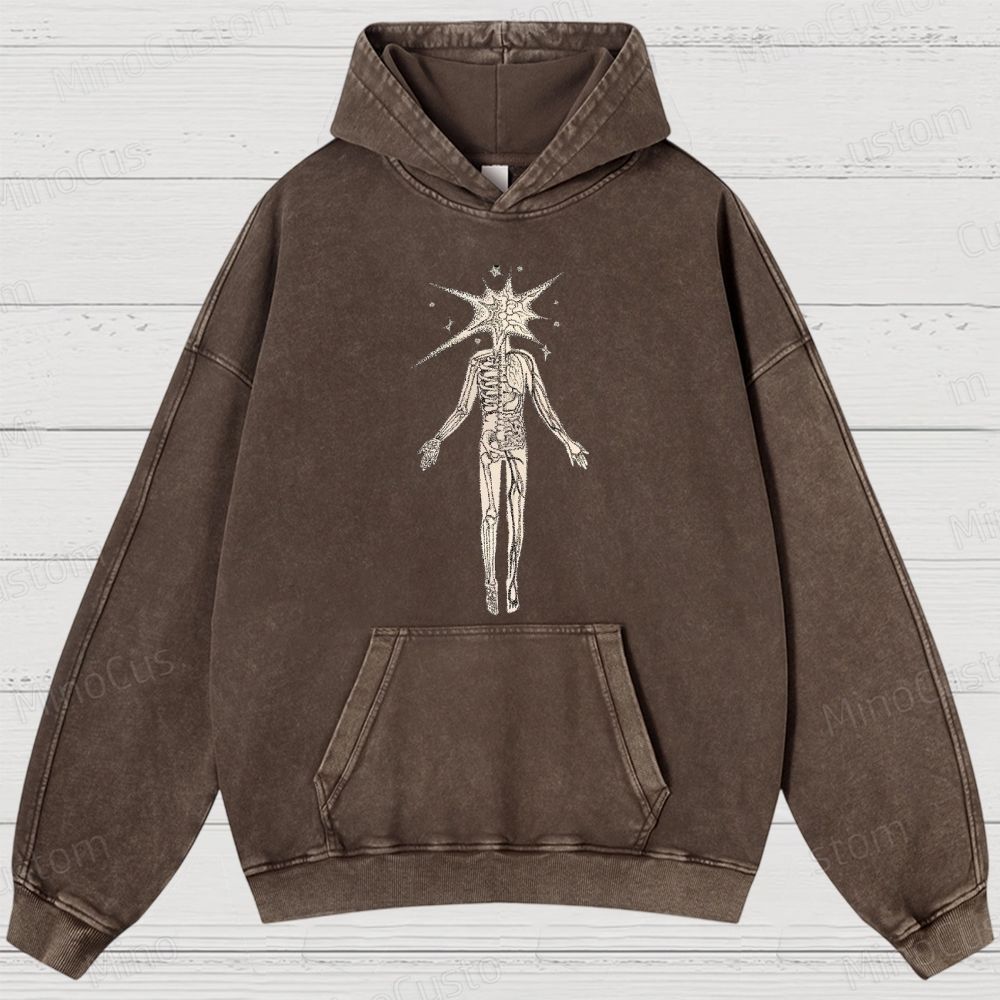 Surreal Skeleton Graphic Washed Hoodie
