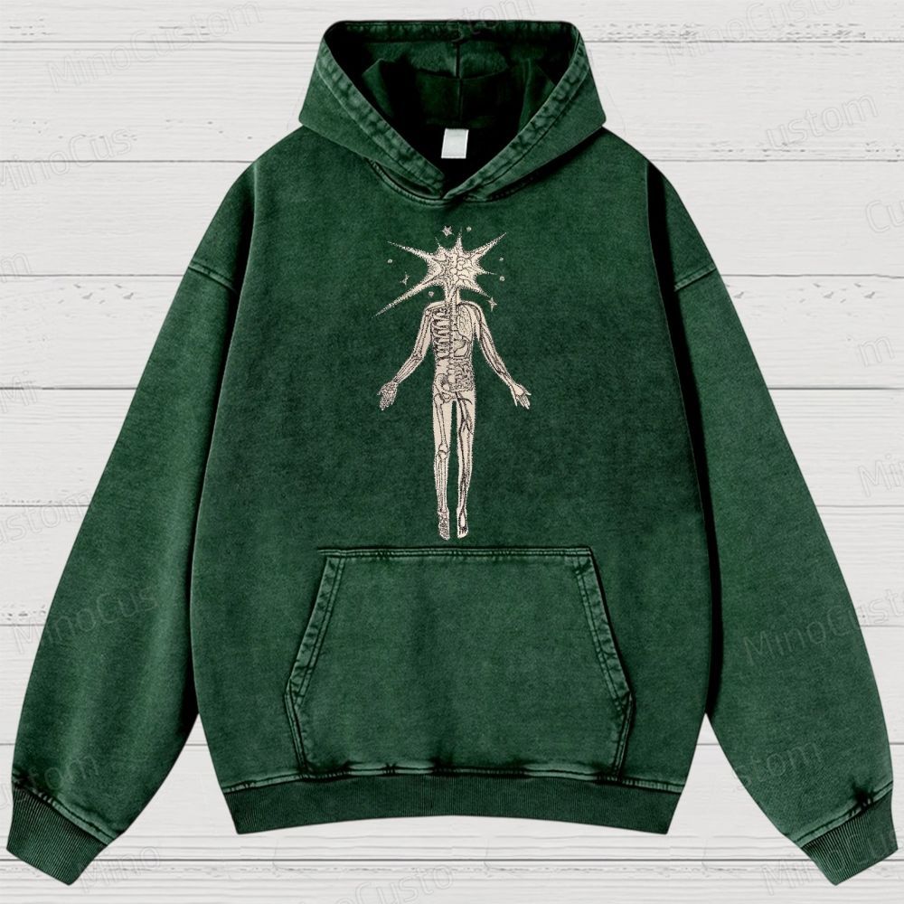Surreal Skeleton Graphic Washed Hoodie