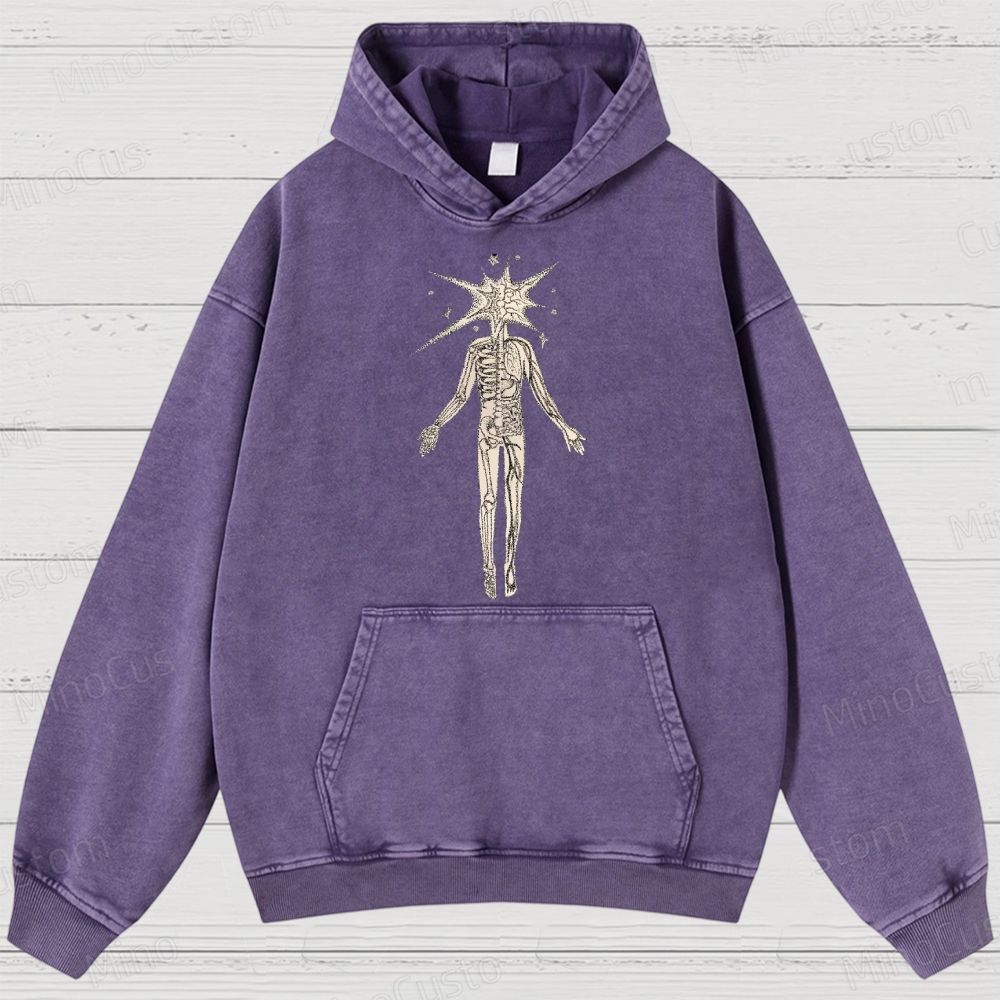 Surreal Skeleton Graphic Washed Hoodie