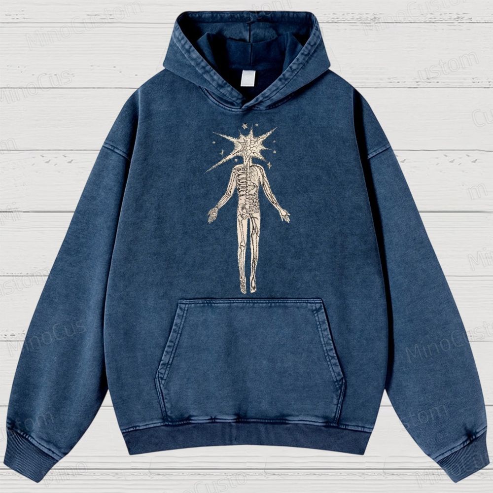 Surreal Skeleton Graphic Washed Hoodie