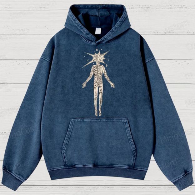Surreal Skeleton Graphic Washed Hoodie