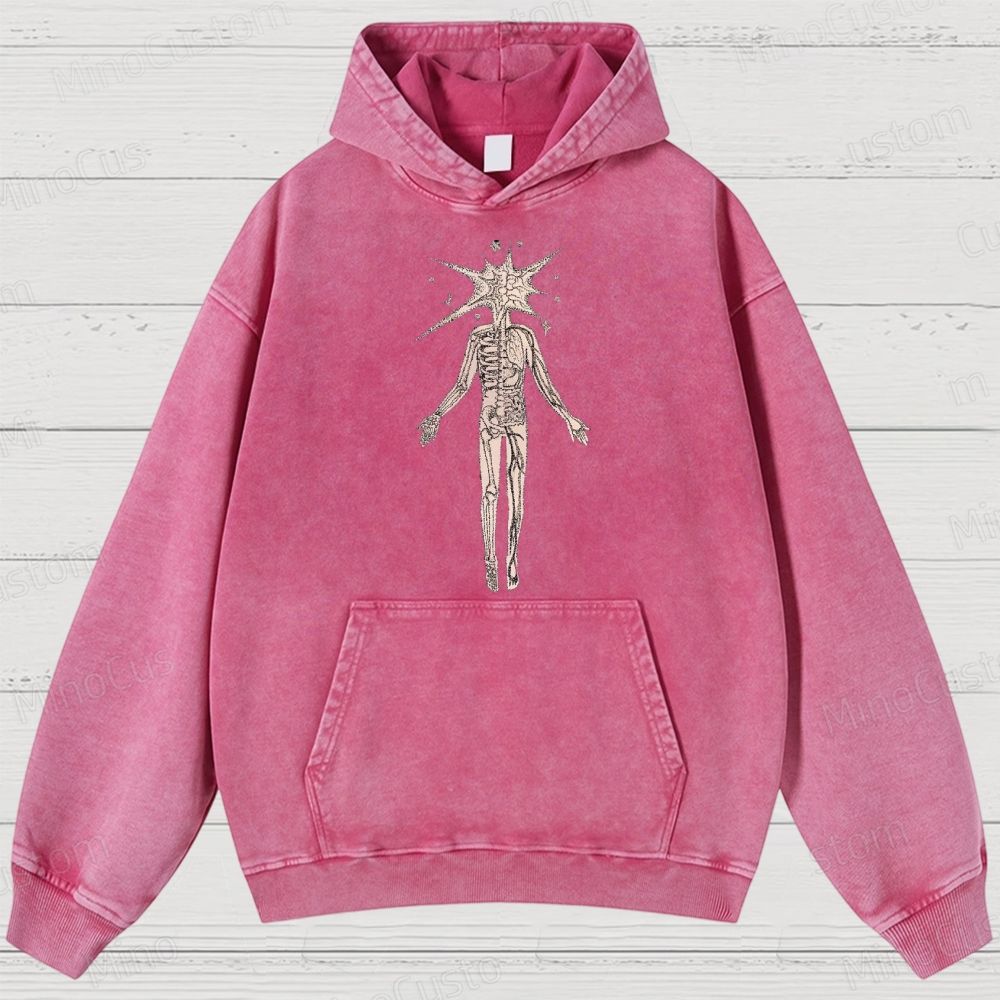 Surreal Skeleton Graphic Washed Hoodie