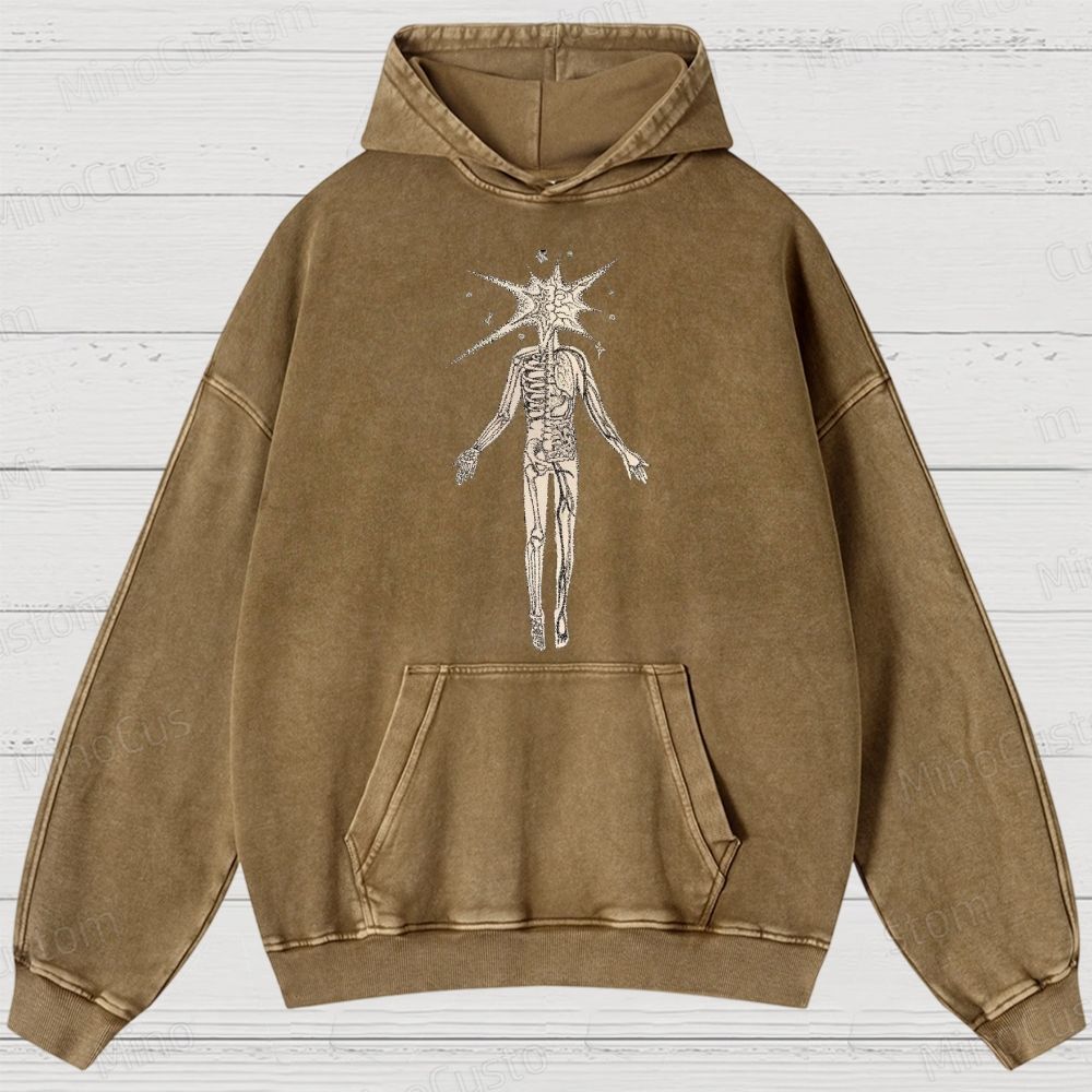 Surreal Skeleton Graphic Washed Hoodie