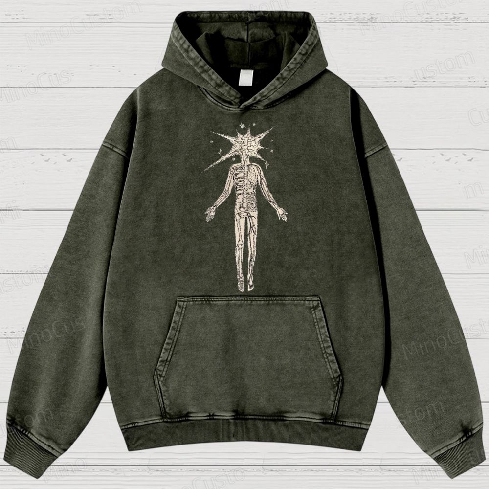 Surreal Skeleton Graphic Washed Hoodie