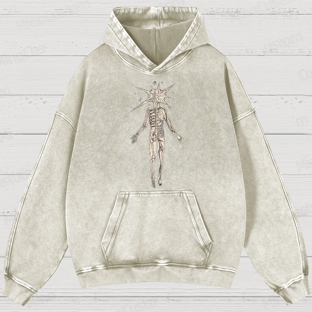 Surreal Skeleton Graphic Washed Hoodie