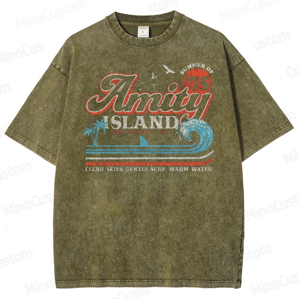 Amity Island Retro Beach Washed T-Shirt 