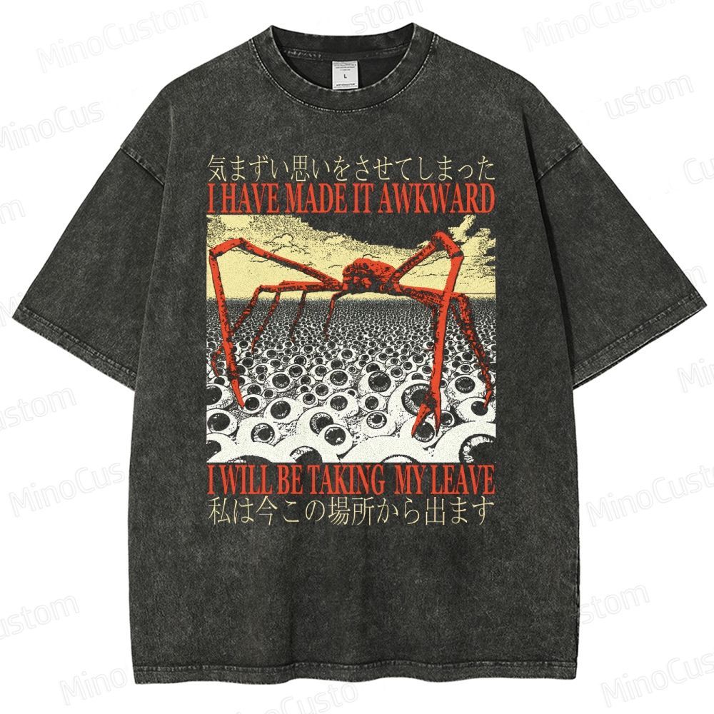 I Have Made It Awkward Vintage Japanese Spider Crab Washed T-Shirt