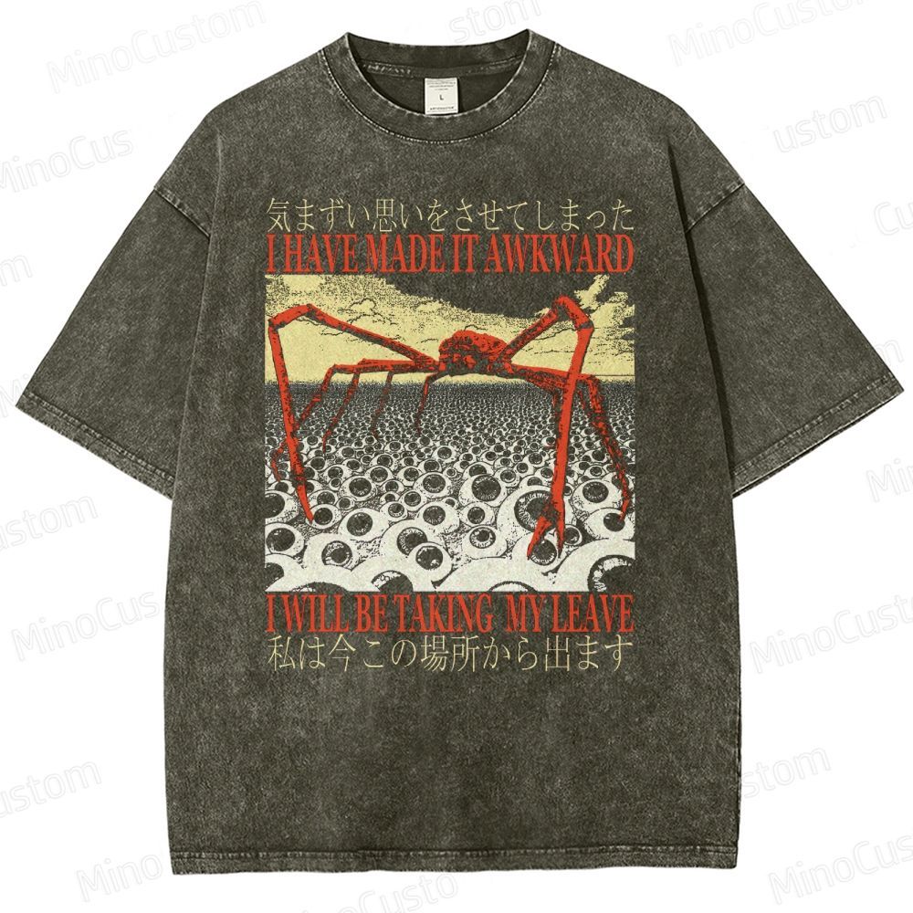 I Have Made It Awkward Vintage Japanese Spider Crab Washed T-Shirt