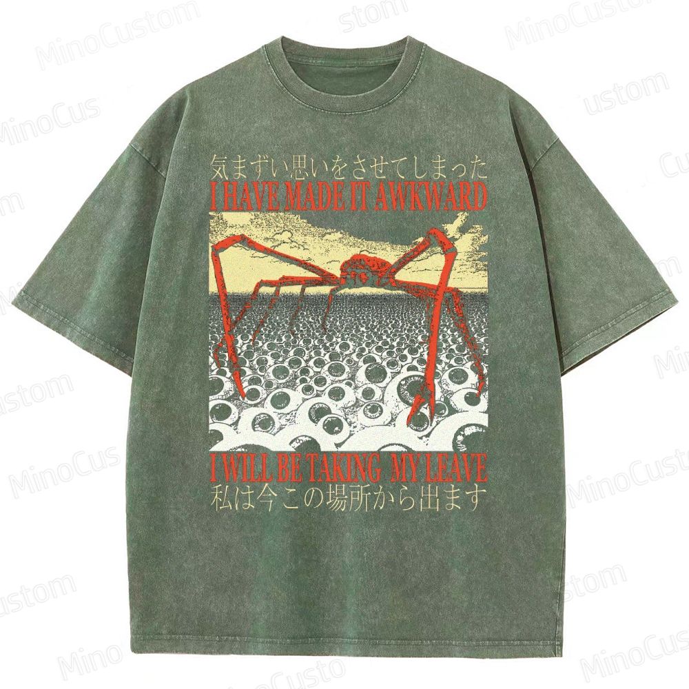 I Have Made It Awkward Vintage Japanese Spider Crab Washed T-Shirt