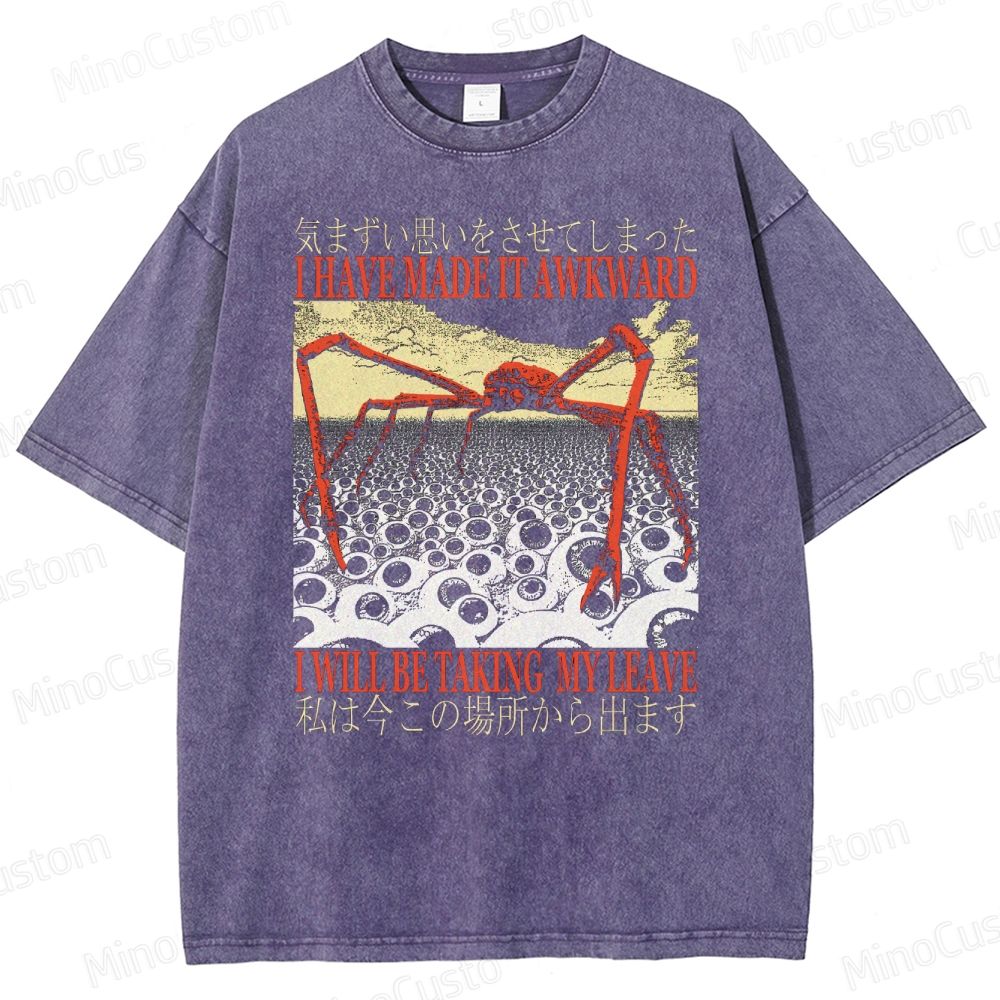 I Have Made It Awkward Vintage Japanese Spider Crab Washed T-Shirt
