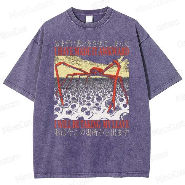 I Have Made It Awkward Vintage Japanese Spider Crab Washed T-Shirt