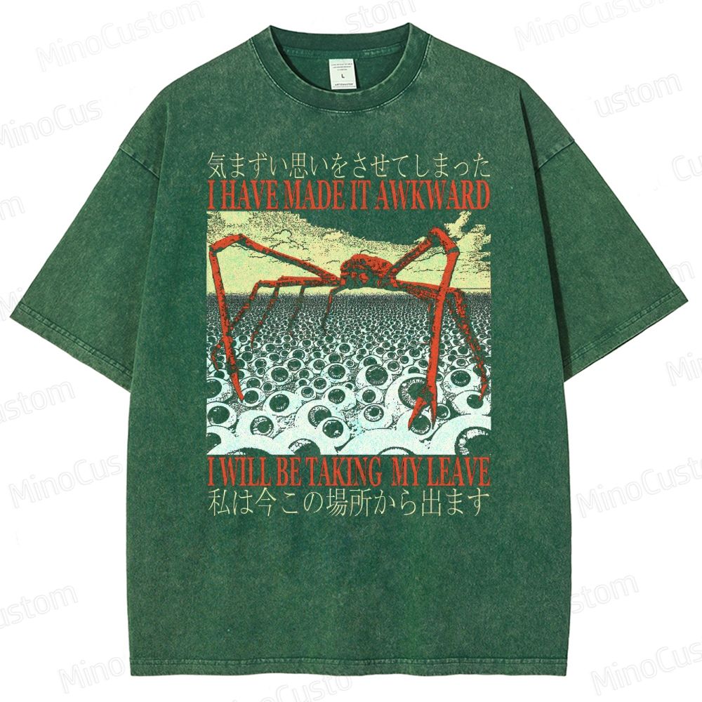 I Have Made It Awkward Vintage Japanese Spider Crab Washed T-Shirt