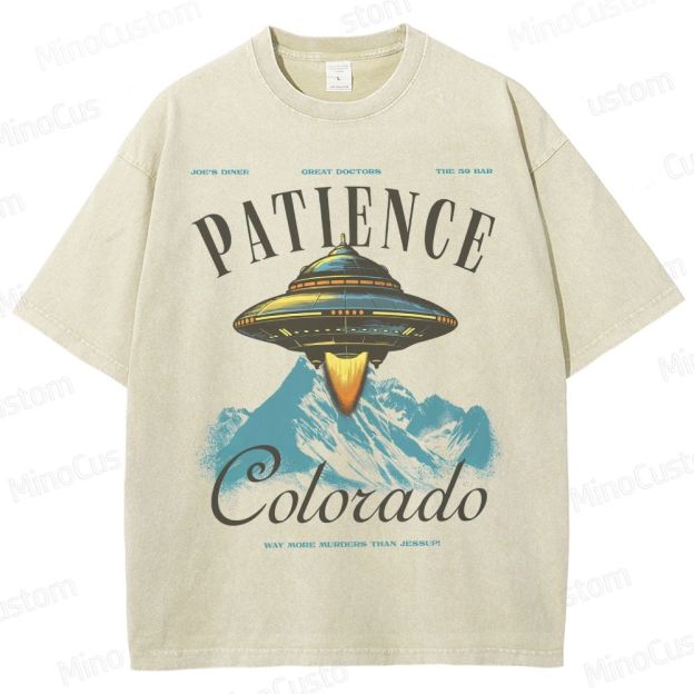 Patience, Colorado Graphic Alien UFO Washed T-Shirt 