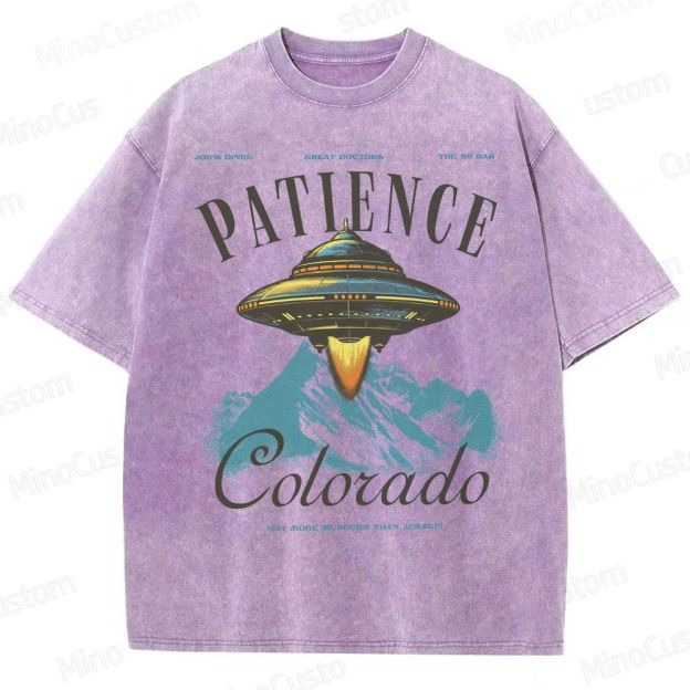Patience, Colorado Graphic Alien UFO Washed T-Shirt 