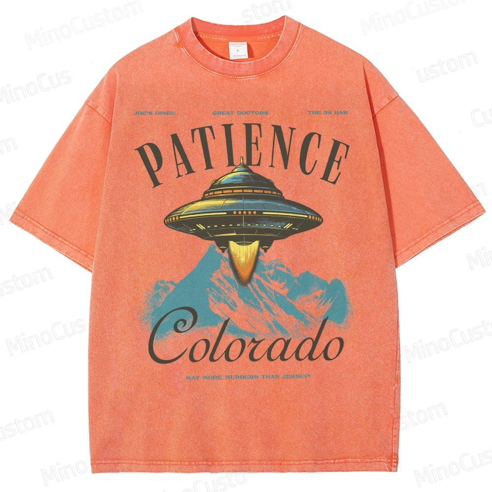 Patience, Colorado Graphic Alien UFO Washed T-Shirt