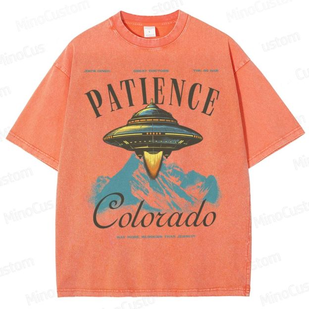 Patience, Colorado Graphic Alien UFO Washed T-Shirt 